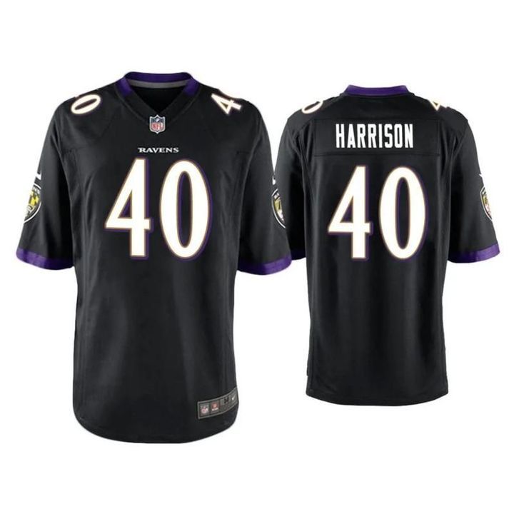 Men Baltimore Ravens #40 Malik Harrison Nike Black Game NFL Jersey